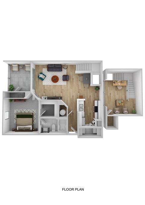 Floor plan for 1 bed, 1 bath, 1013 sqft
